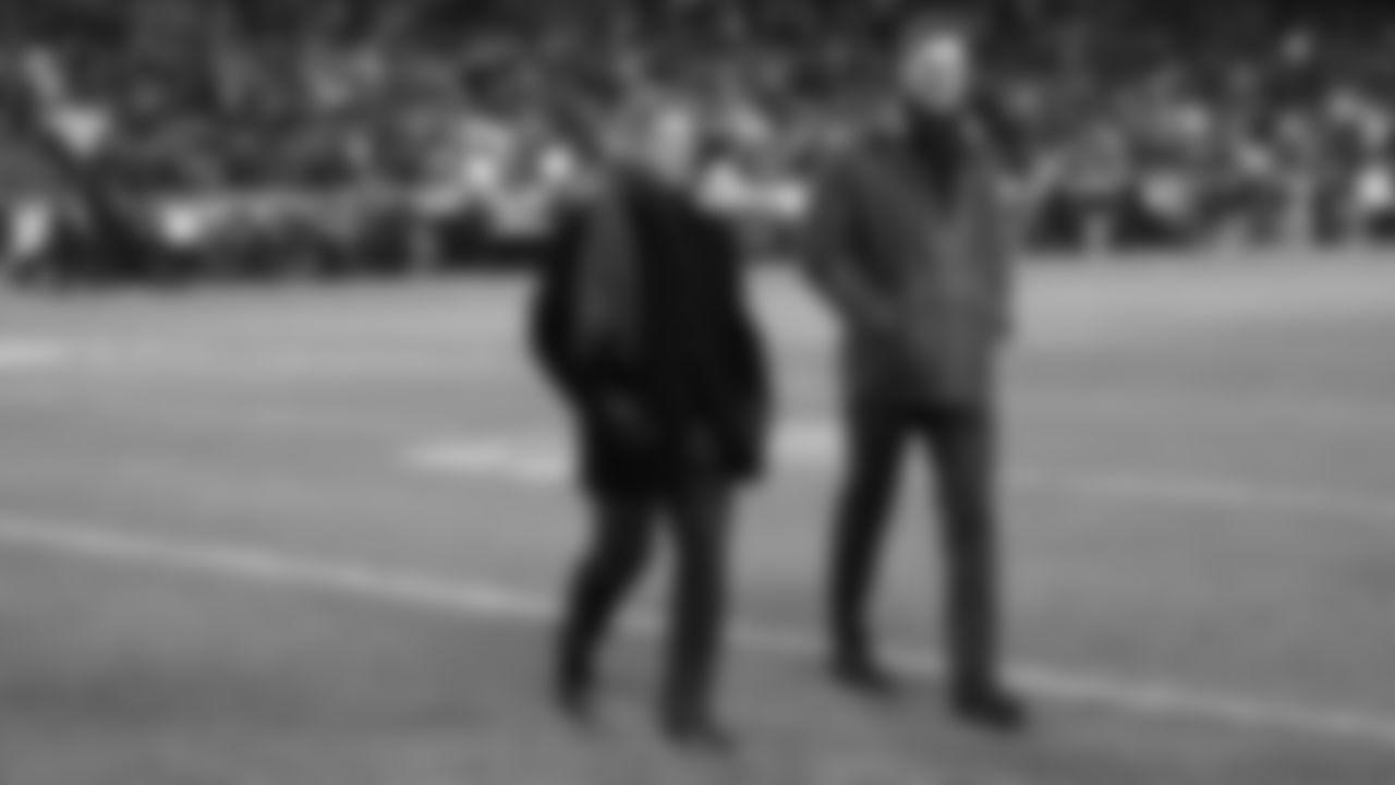 Chairman, CEO, and Owner Clark Hunt and Kansas City Chiefs President Mark Donovan on the field prior to an NFL week 14 matchup against the Houston Texans, Sunday December 7, 2025.