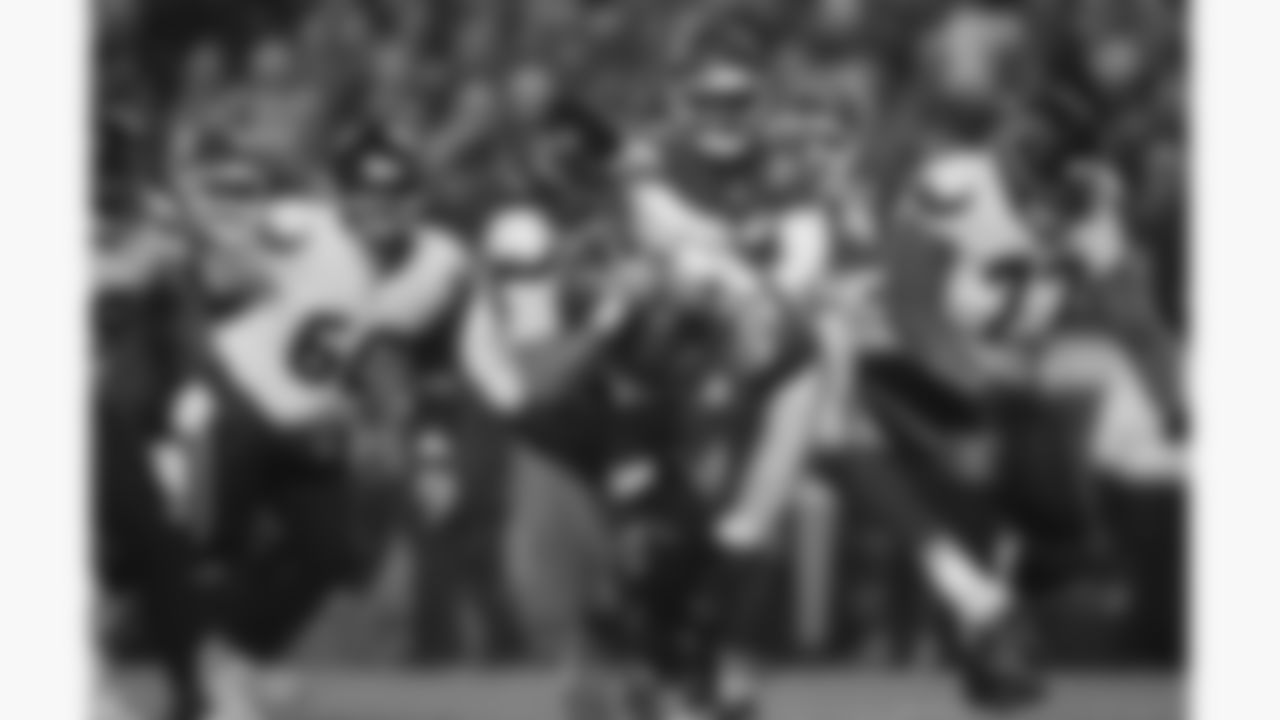 Kansas City Chiefs defensive end George Karlaftis (56) sacks Houston Texans quarterback C.J. Stroud (7) during a week 14 NFL football game, Sunday, December 7, 2025 in Kansas City, MO.