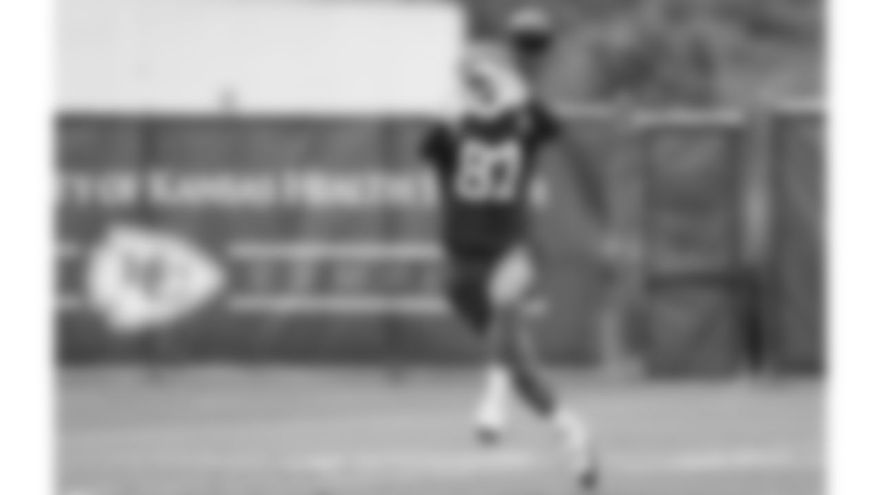 Kansas City Chiefs tight end Travis Kelce (87) at practice during Phase 3 of OTAs on Monday, May 20, 2024 in Kansas City, MO.