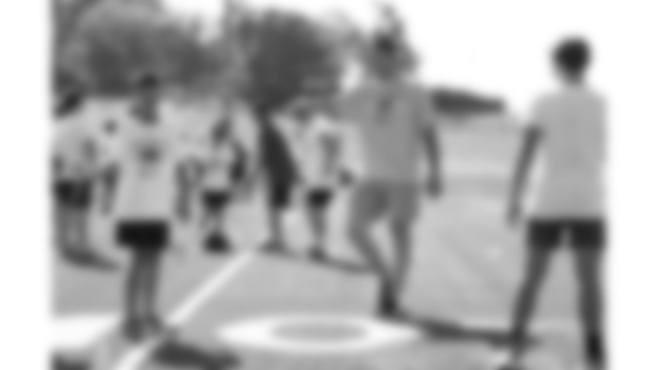 Kansas City Chiefs defensive end George Karlaftis (56) held a youth football camp for military children at Fort Leavenworth, Kansas on Monday, July 14, 2025.