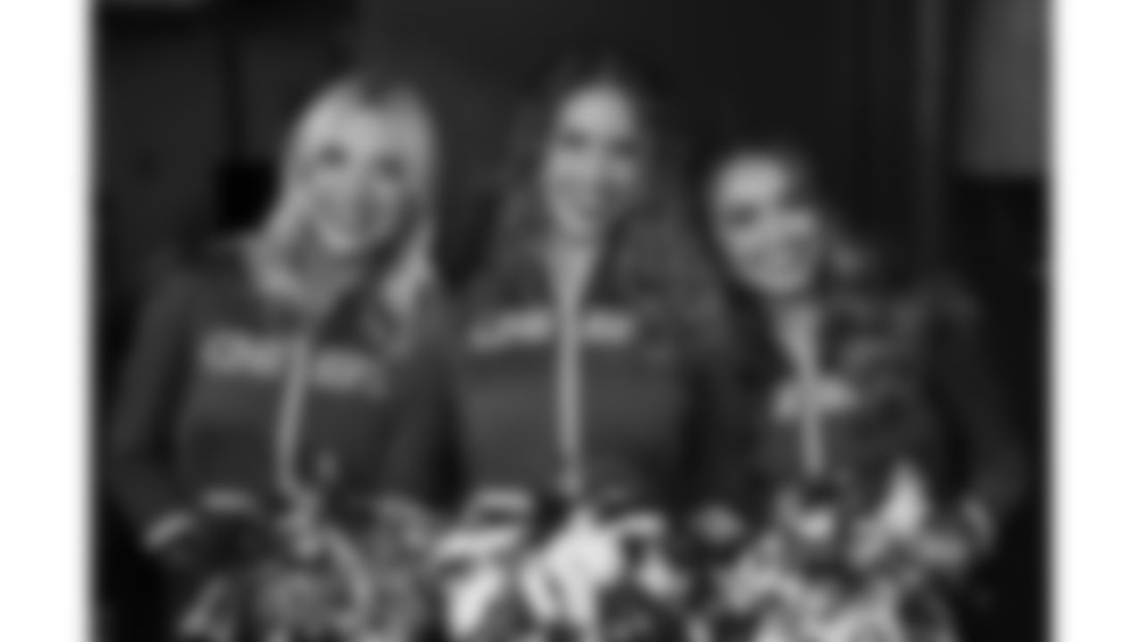 The Kansas City Chiefs Cheerleaders and Entertainment teams prior to a week 17 NFL Football game against the Denver Broncos on December 25, 2025 in Kansas City, MO.