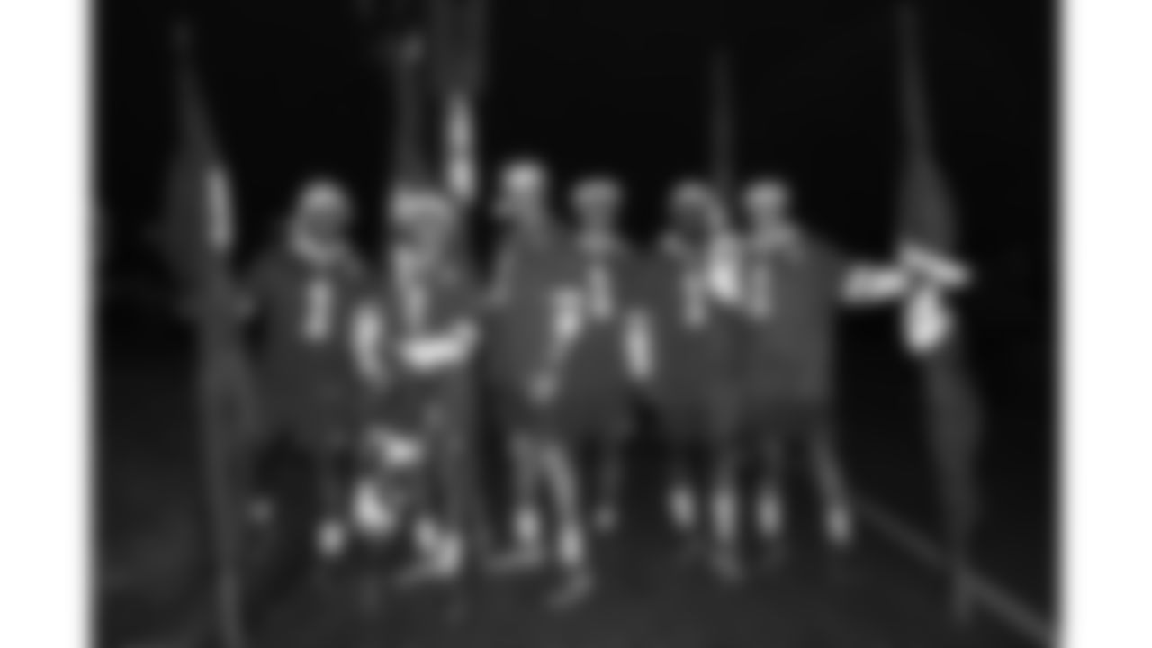 The Kansas City Chiefs Cheerleaders and Entertainment teams prior to a week 17 NFL Football game against the Denver Broncos on December 25, 2025 in Kansas City, MO.