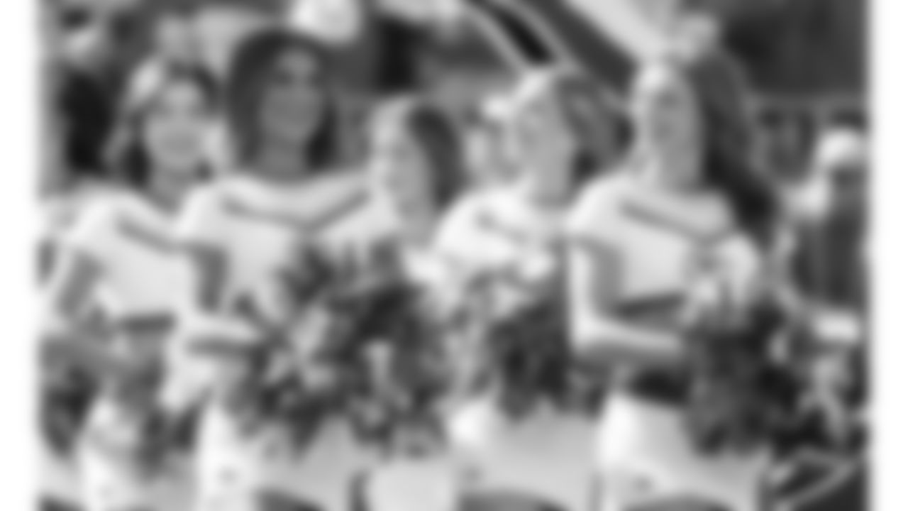 The Kansas City Chiefs Cheerleaders on the field during a week 7 NFL Football game against the Las Vegas Raiders on Sunday, October 19, 2025.