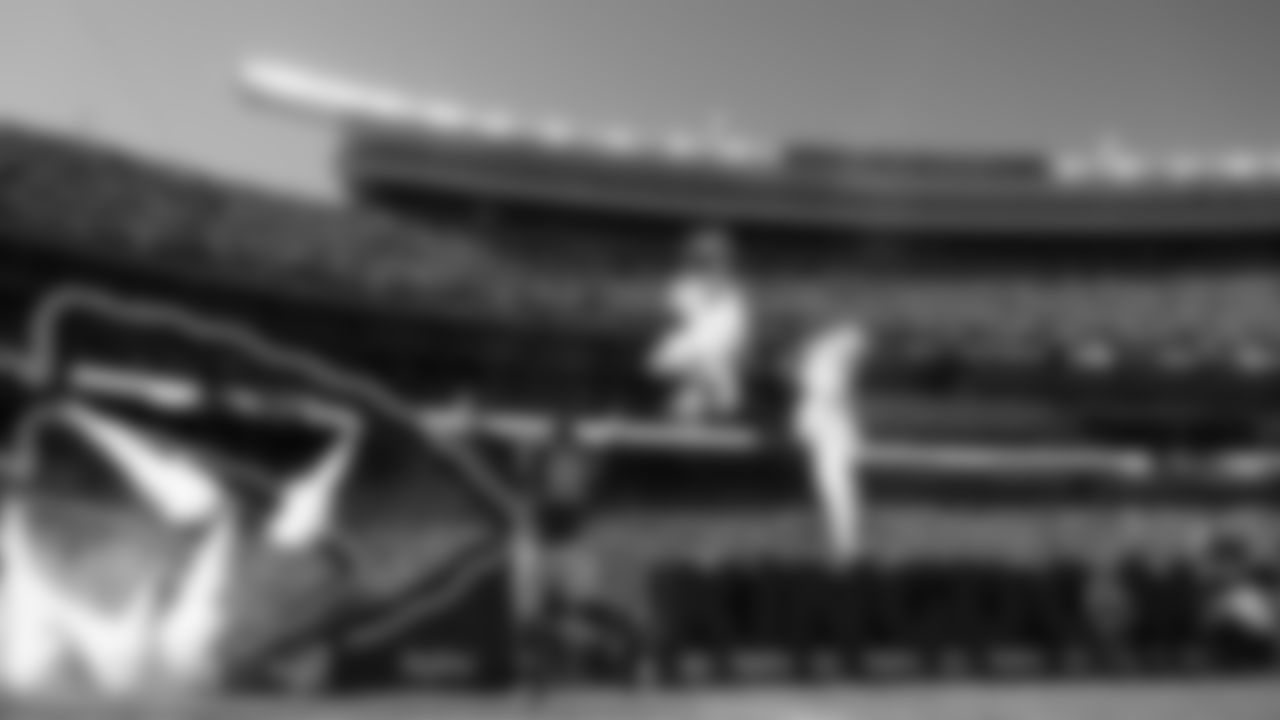 Kansas City Chiefs defensive tackle Chris Jones (95) runs out the tunnel for introductions prior to a week 7 NFL football game against the Las Vegas Raiders, Sunday, October 19, 2025 in Kansas City, MO.