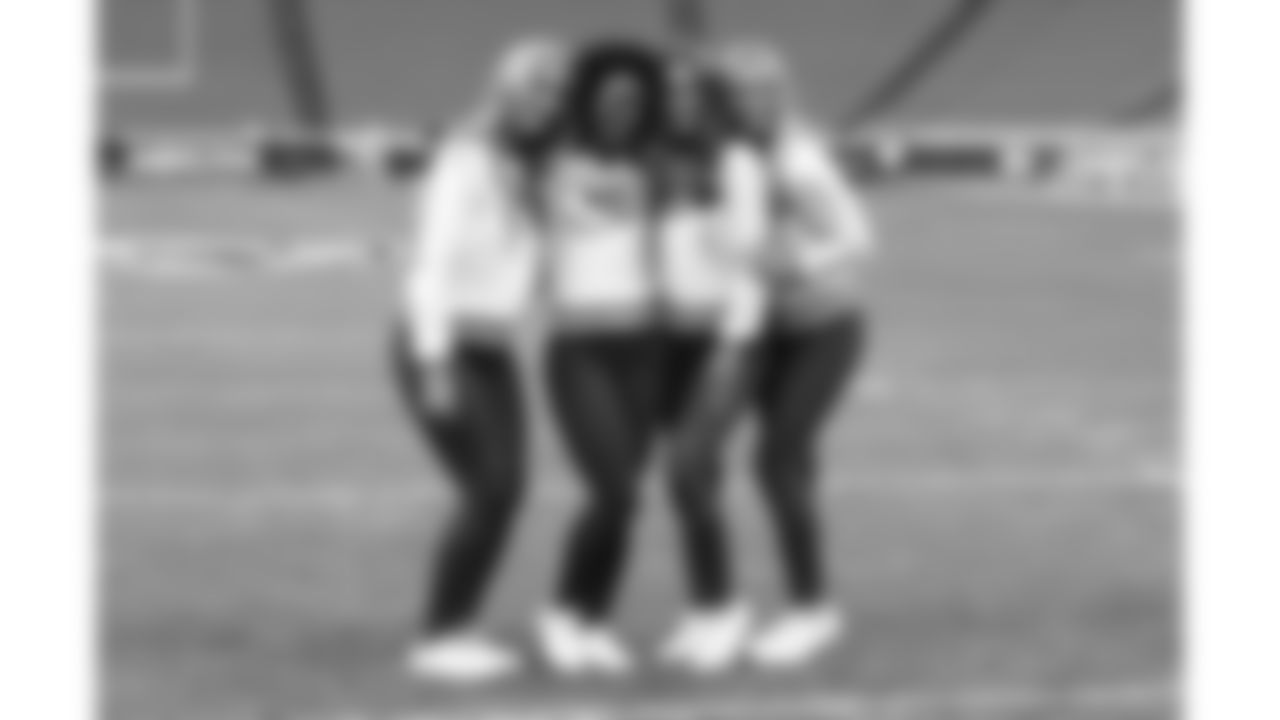 The Kansas City Chiefs Cheerleaders and Entertainment teams prior to a week 17 NFL Football game against the Denver Broncos on December 25, 2025 in Kansas City, MO.