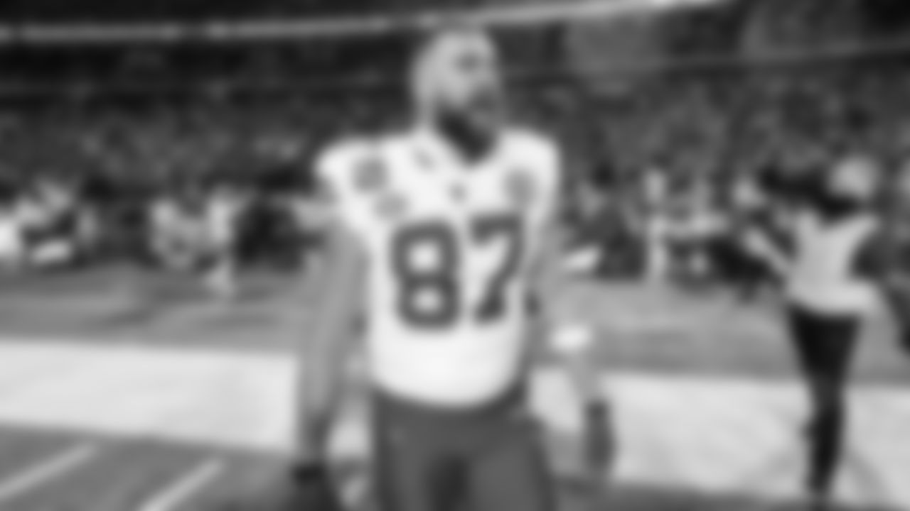 Kansas City Chiefs tight end Travis Kelce (87) after the NFL Divisional Playoff football game against the Buffalo Bills, January 21, 2024 in Buffalo.