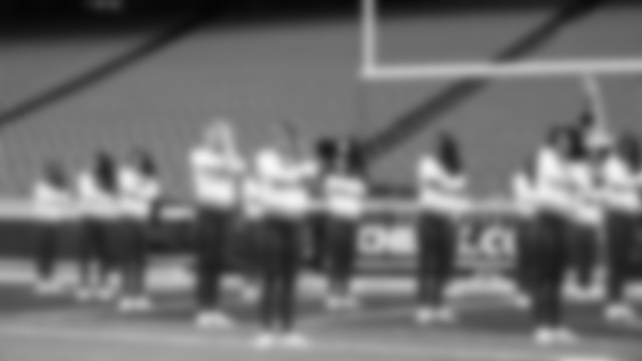 Kansas City Chiefs Cheerleaders before a week 8 NFL football game against the Washington Commanders, Monday, October 27, 2025, in Kansas City, MO.