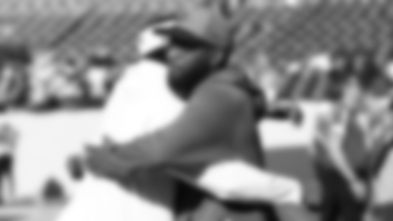 Kansas City Chiefs chaplain Marcellus Casey and a Kansas City Chiefs player pray prior to a week 11 NFL Football game against the Denver Broncos on Sunday, November 16, 2025 in Denver, Colorado.