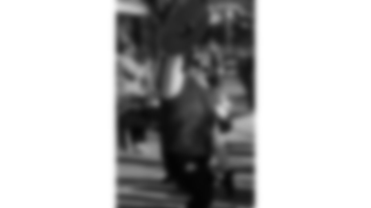 Chiefs Rumble performs prior to a week 15 NFL Football game against the Los Angeles Chargers on Sunday, December 14, 2025 in Kansas City, MO.