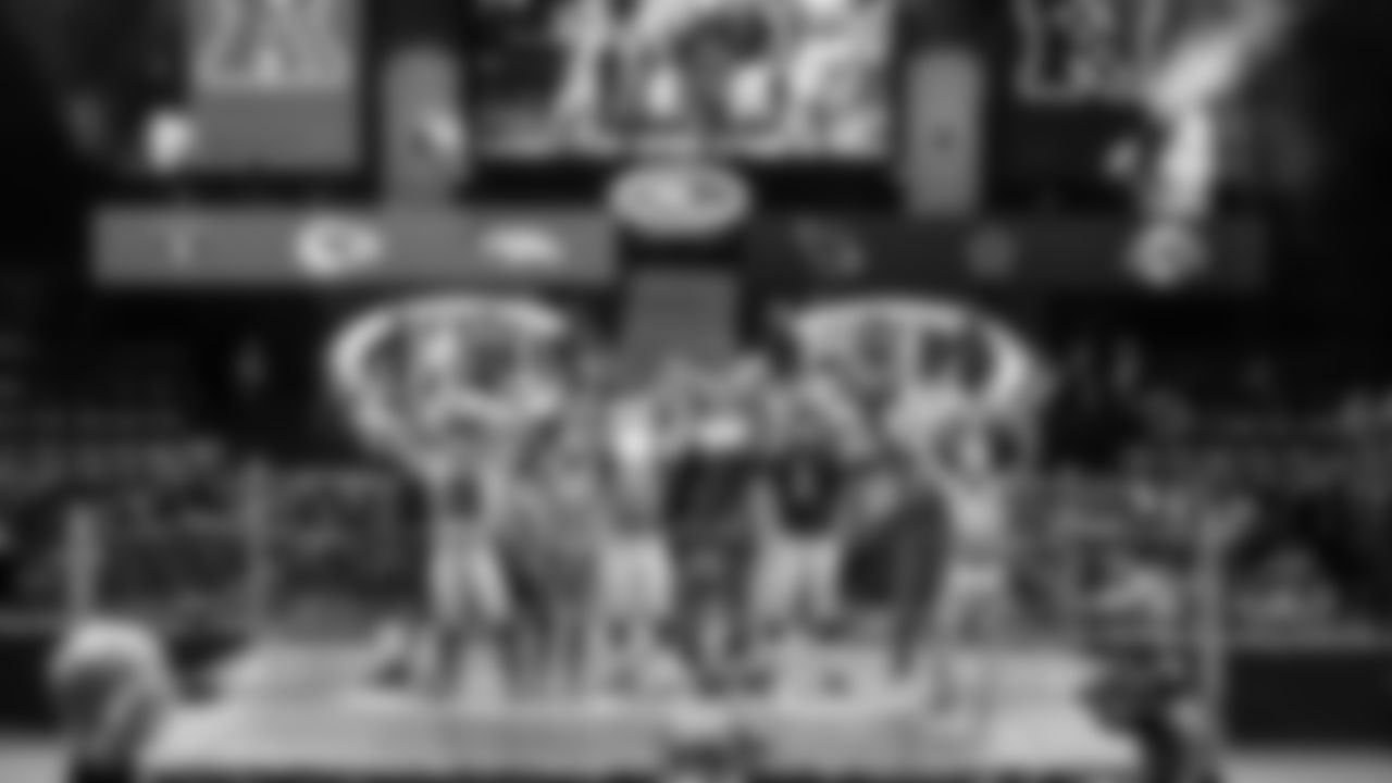 KC Wolf performs alongside other NFL Mascots at the 2023 Mexico Mascot Lucha Libre.