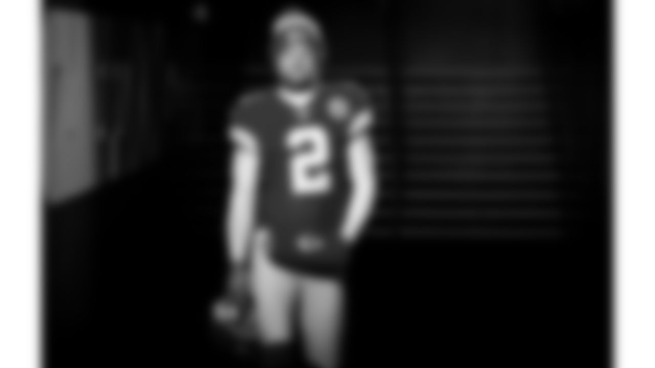 Kansas City Chiefs punter Dustin Colquitt (2) walks through the tunnel at Arrowhead Stadium prior to a game against the Baltimore Ravens on December 9, 2018.