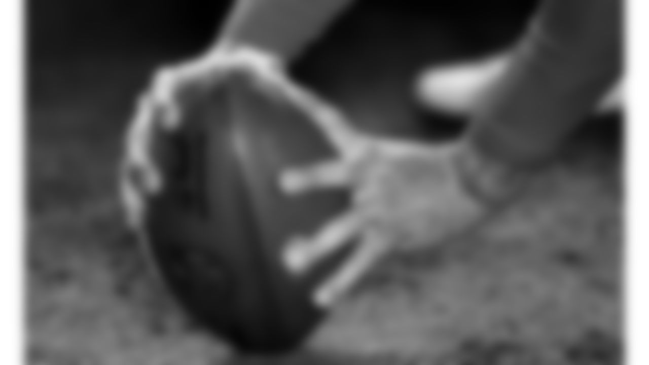 Kansas City Chiefs long snapper James Winchester (41) holds the ball to snap on the sideline during a week 14 NFL football game against the Houston Texans, Sunday, December 7, 2025 in Kansas City, MO.