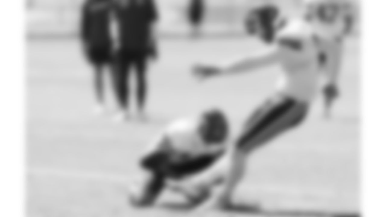 Kansas City Chiefs kicker Harrison Butker (7) kicking a field goal during day 7 of training camp on Tuesday July 29, 2025