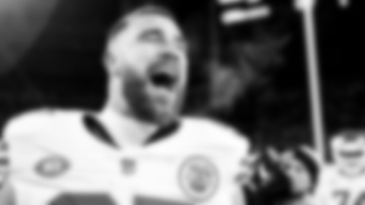 Kansas City Chiefs tight end Travis Kelce (87) prior to the regular season Week 13 NFL Football Game at Lambeau Field in Green Bay, WI on Sunday, December 3, 2023.
