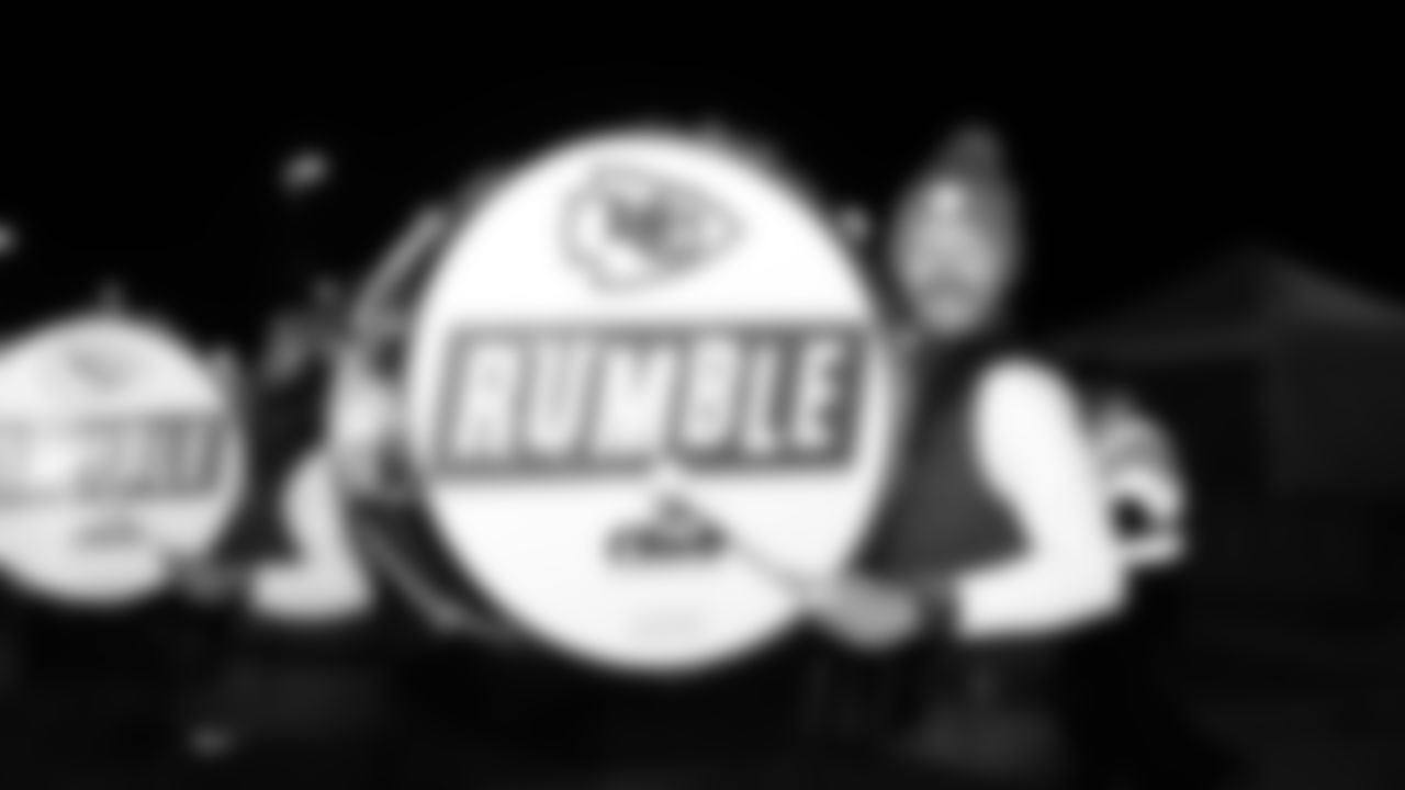 Chiefs Rumble at the pregame parade prior to a week 14 NFL Football game against the Houston Texans on Sunday, December 7, 2025 in Kansas City, MO.