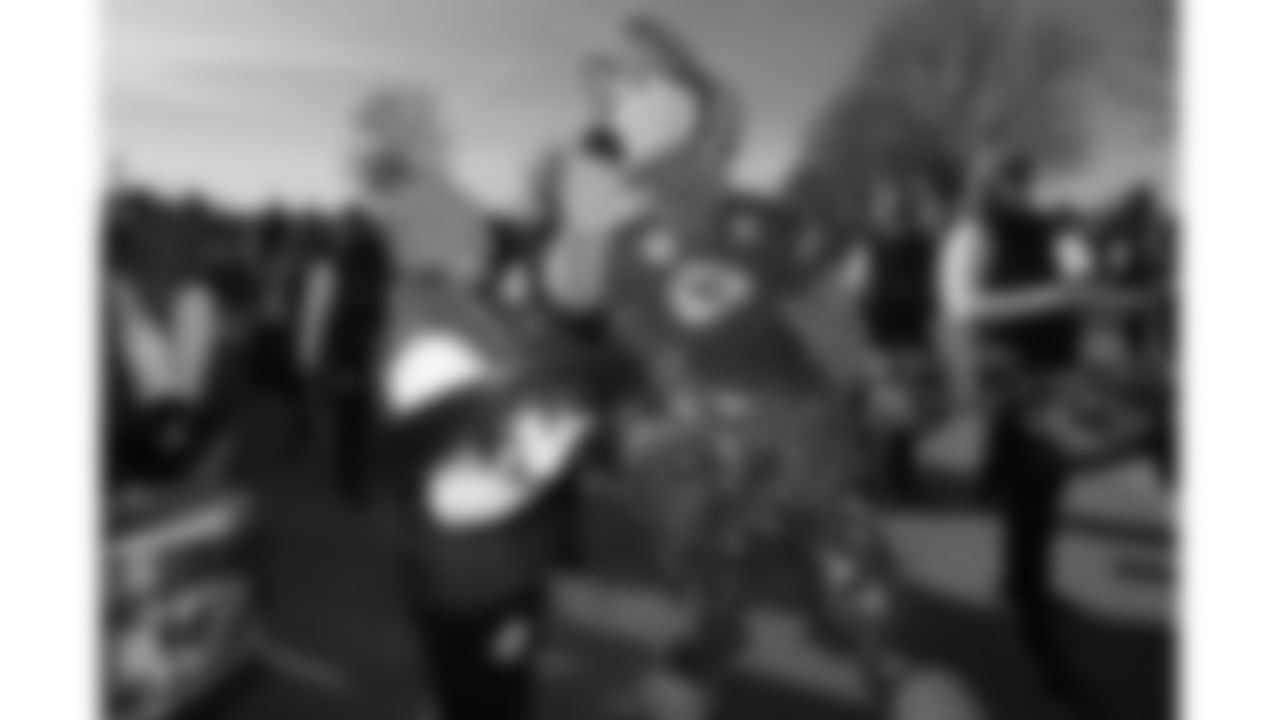 KC Wolf and Chiefs Rumble prior to a week 15 NFL Football game against the Los Angeles Chargers on Sunday, December 14, 2025 in Kansas City, MO.