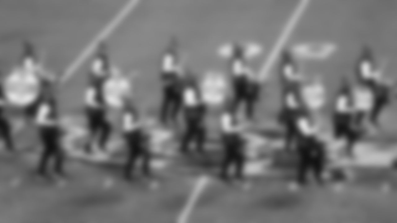 Chiefs Rumble performs on the field prior to a week 14 NFL Football game against the Houston Texans on Sunday, December 7, 2025 in Kansas City, MO.