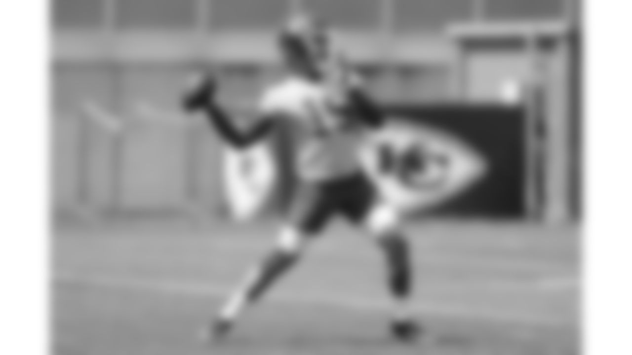 Kansas City Chiefs quarterback Patrick Mahomes (15) at practice during Phase 3 of OTAs on Wednesday, May 29, 2024 in Kansas City, MO.