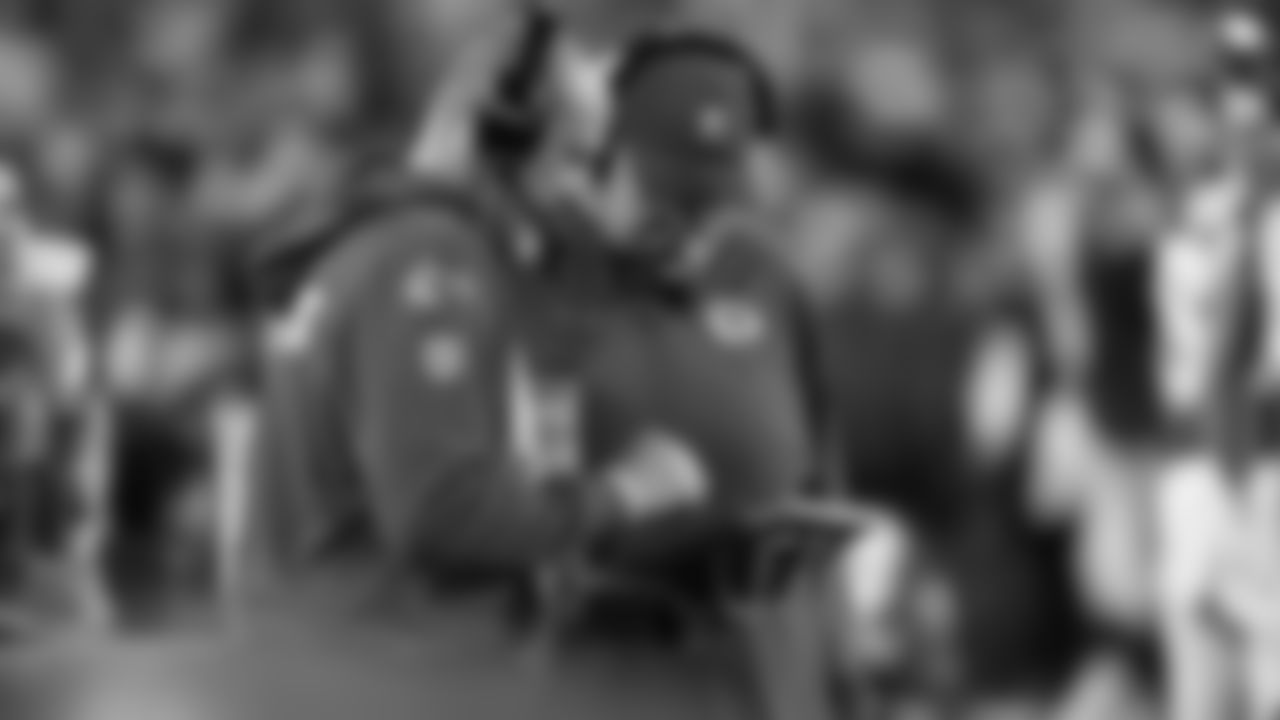 Head Coach Andy Reid talks with Kansas City Chiefs Offensive Coordinator Matt Nagy during an NFL week 17 matchup against the Denver Broncos, Thursday, December 25, 2025.