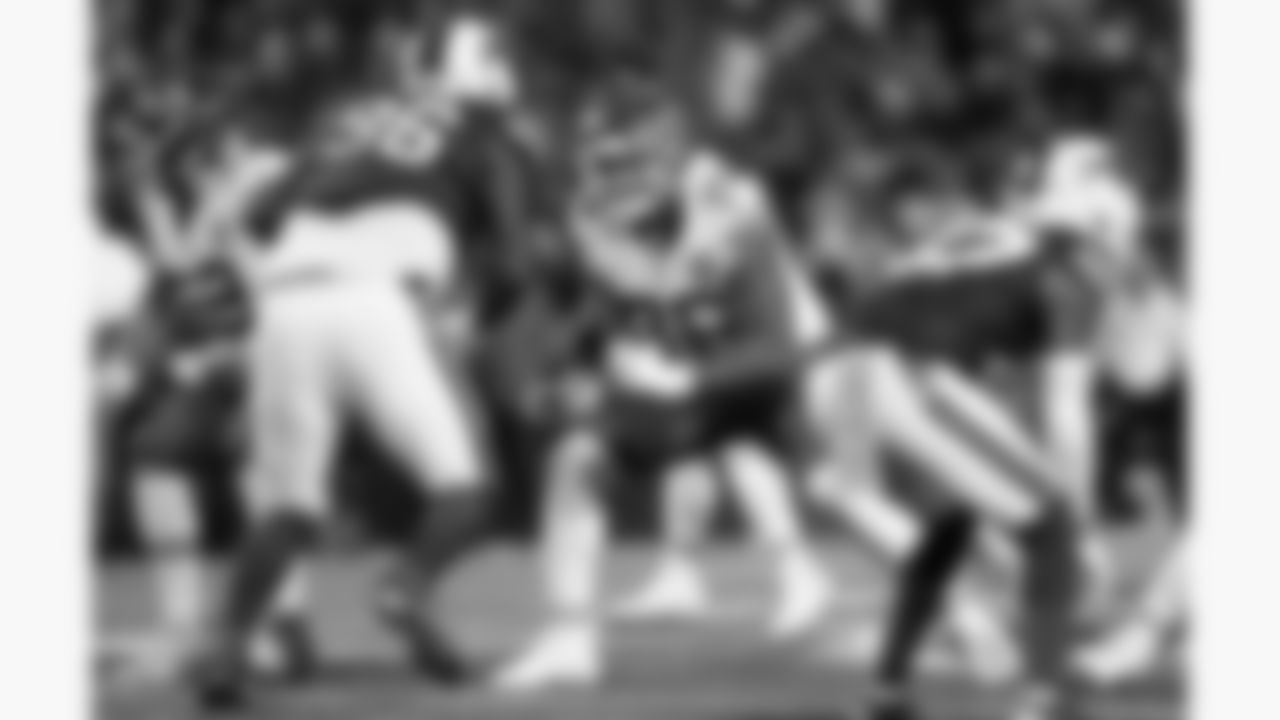 Kansas City Chiefs tackle Kingsley Suamataia (76) blocks during a week 9 NFL football game against the Buffalo Bills, Sunday, November 2, 2025 in Buffalo, NY.