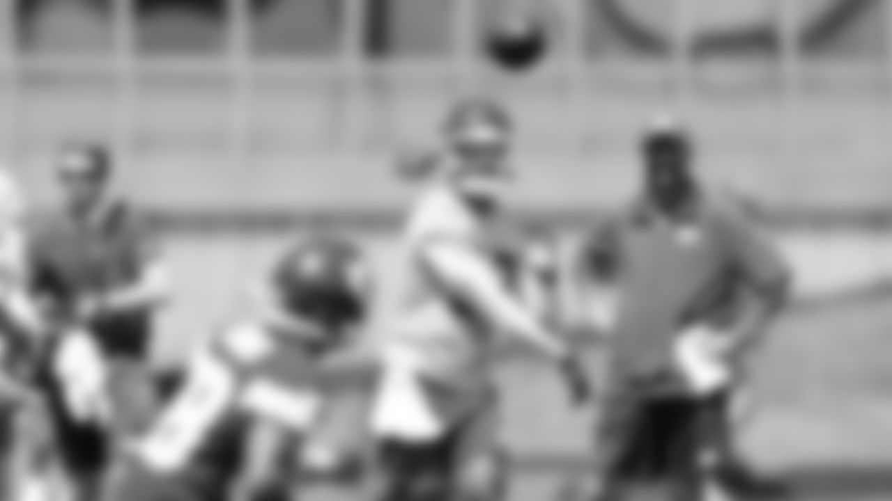Kansas City Chiefs quarterback Chris Oladokun (13) at practice during day 1 of minicamp on Wednesday, June 12, 2024 in Kansas City, MO.