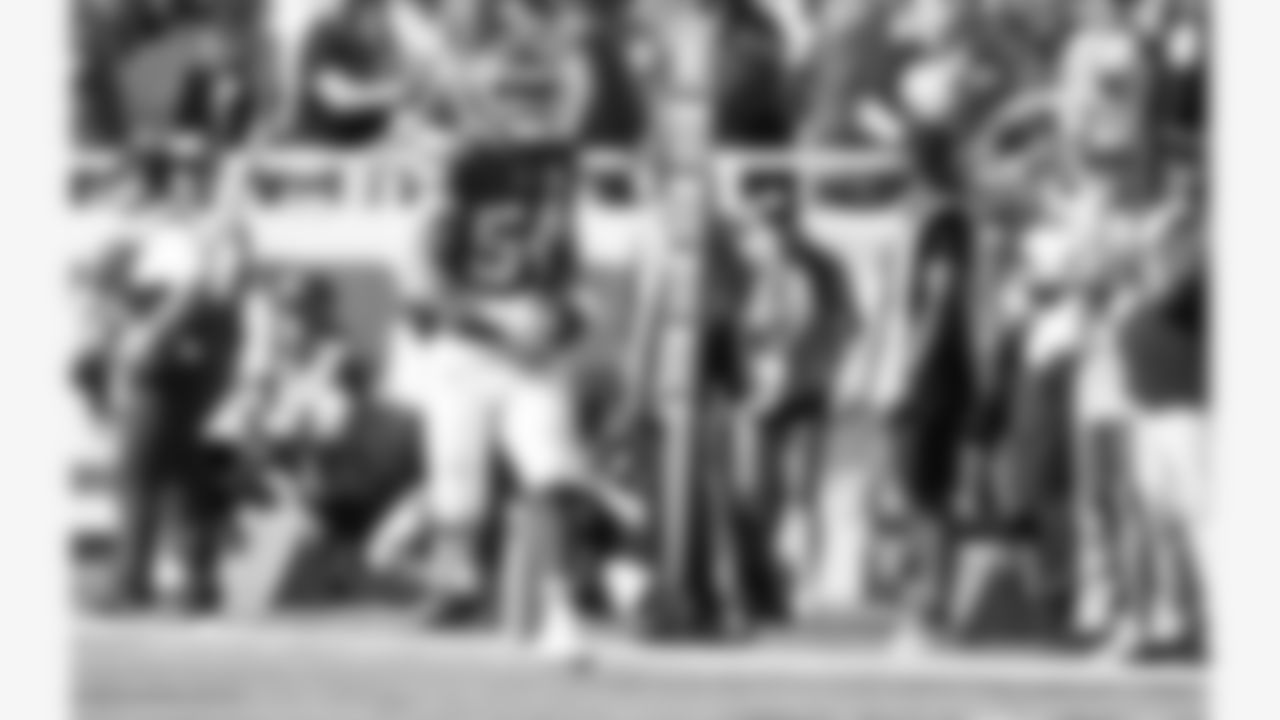 Kansas City Chiefs linebacker Leo Chenal (54) celebrates after getting an interception during the week 4 NFL football game against the Baltimore Ravens, Sunday, September 28, 2025 in Kansas City, MO.