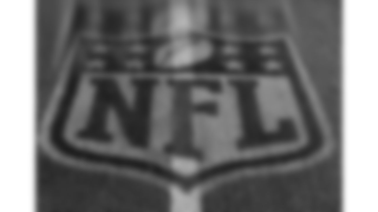 An NFL Logo on the field prior to a week 16 NFL football game against the Tennessee Titans on Sunday, December 21, 2025 in Nashville, Tennessee.
