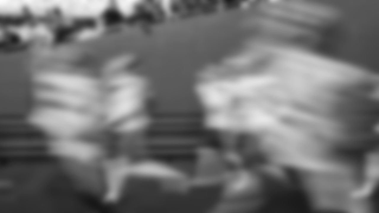 The team runs out for warm ups prior to a week 9 NFL football game against the Buffalo Bills, Sunday, November 2, 2025 in Buffalo, NY