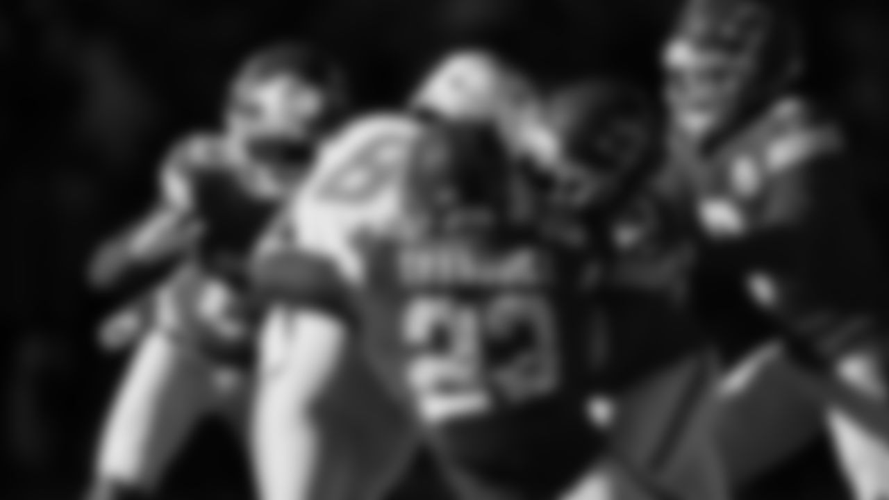 Kansas City Chiefs middle linebacker Drue Tranquill (23) makes a tackle during an NFL week 15 matchup against the Los Angeles Chargers, Sunday December 14, 2025.