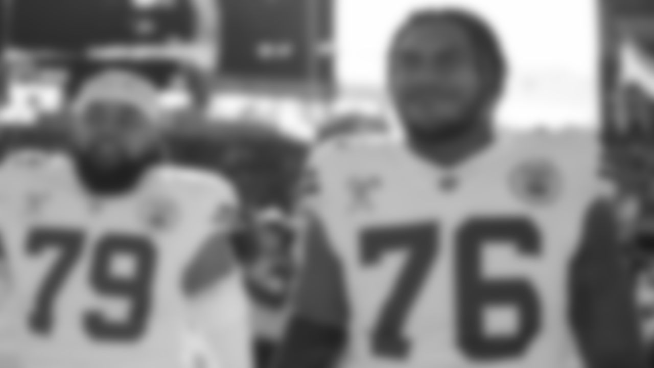 Kansas City Chiefs tackle Kingsley Suamataia (76) prior to a week 16 NFL Football game against the Tennessee Titans on Sunday, December 21, 2025 in Nashville, Tennessee.