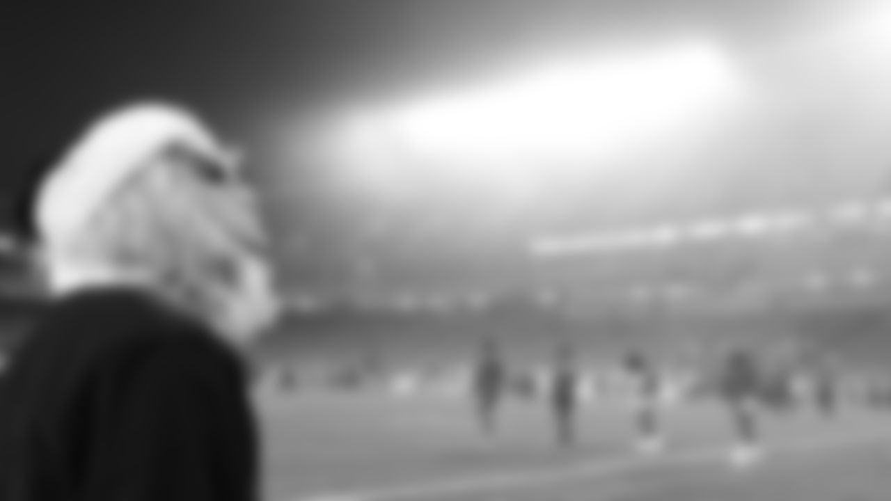 Grinch looks on prior to an NFL week 17 matchup against the Denver Broncos, Thursday, December 25, 2025.