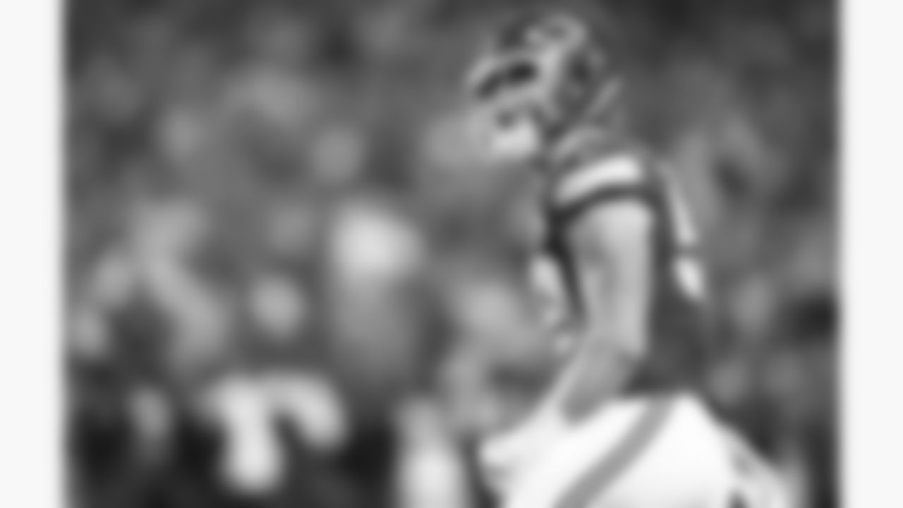 Kansas City Chiefs linebacker Cooper McDonald (59) celebrates after making a tackle during the week 6 NFL football game against the Detroit Lions, Sunday, October 12, 2025 in Kansas City, MO.