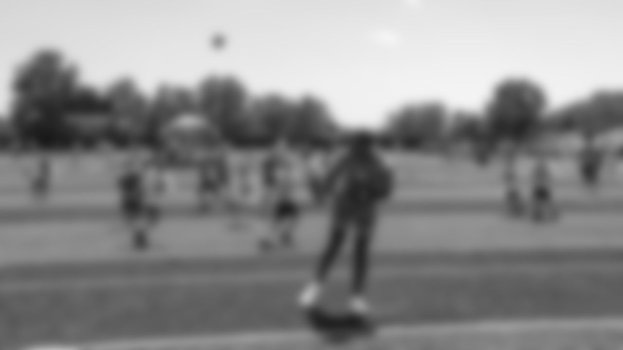 Kansas City Chiefs wide receiver Xavier Worthy (1) hosted a youth football camp on June 21, 2025 at Saint Thomas Aquinas High School in Overland Park, KS.
