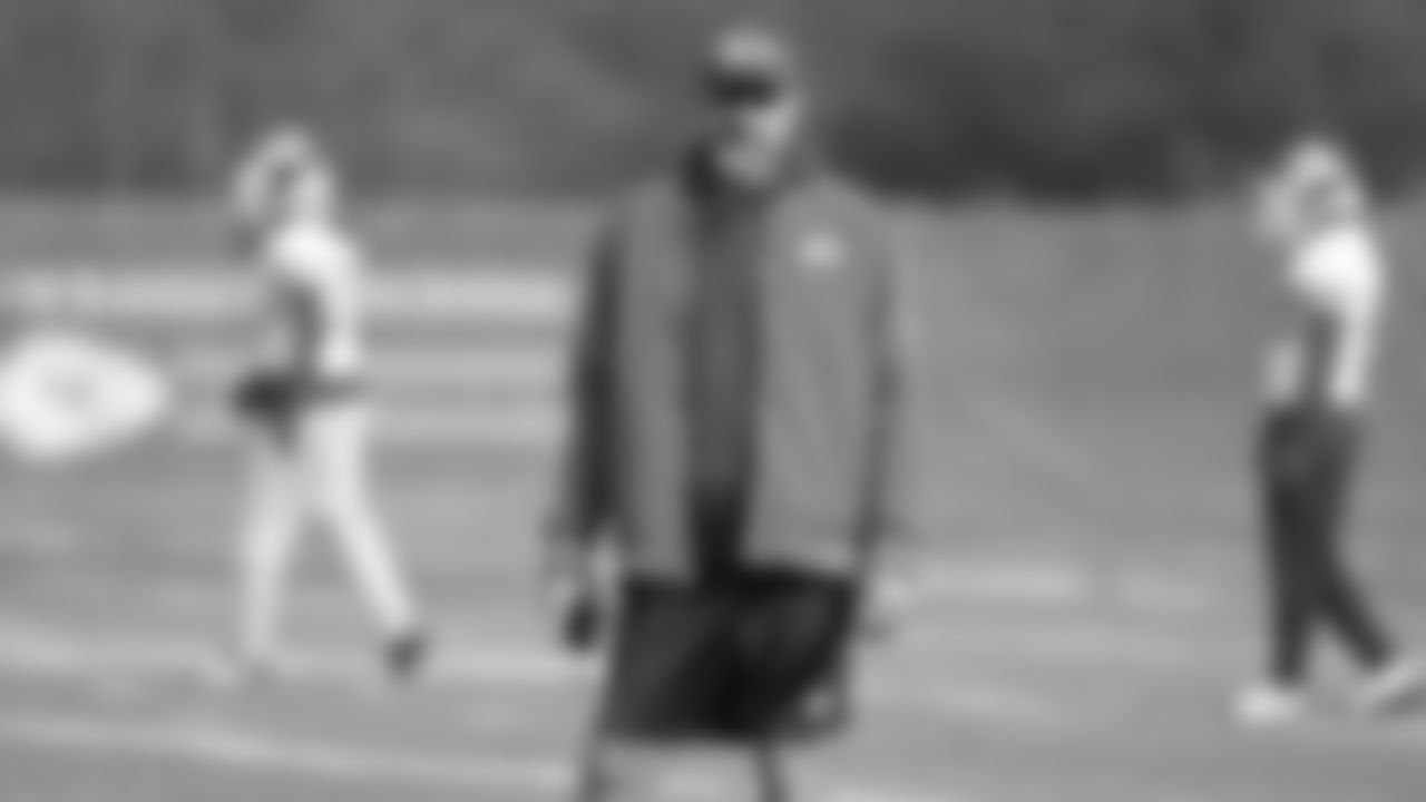 Kansas City Chiefs Offensive Coordinator Matt Nagy during practice for the Week 15 NFL football game on Thursday, December 14, 2023 in Kansas City, MO.