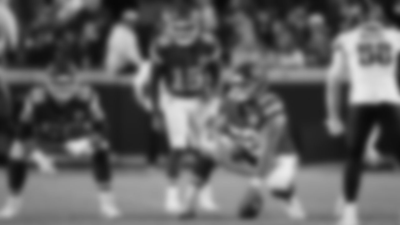 Offensive lineman Michael Caliendo (66) and Kansas City Chiefs center Creed Humphrey (52) in position during a week 8 NFL Football game against the Washington Commanders on Monday, October 27, 2025 in Kansas City, MO.