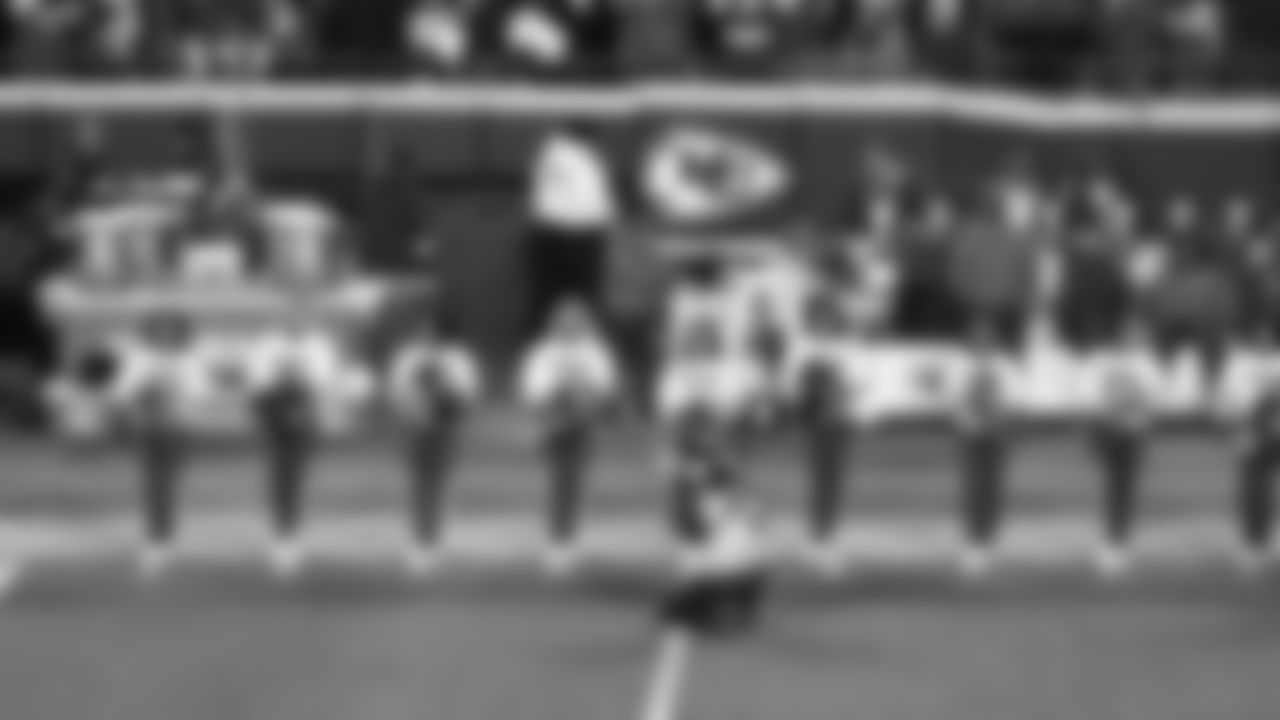 Kansas City Chiefs Cheerleaders perform on the field prior to a week 14 NFL Football game against the Houston Texans on Sunday, December 7, 2025 in Kansas City, MO.