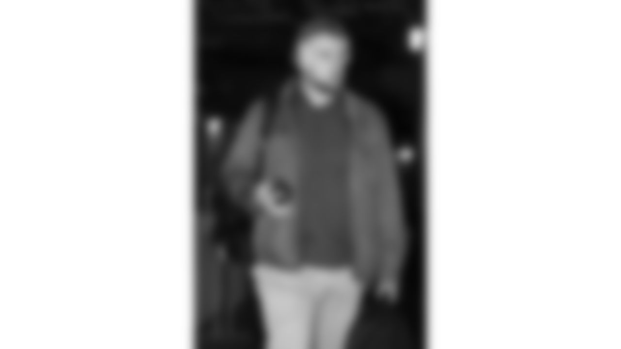 Kansas City Chiefs offensive lineman C.J. Hanson (61) arrives at Nissan Stadium prior to a week 16 NFL Football game against the Tennessee Titans on Sunday, December 21, 2025 in Nashville, Tennessee.