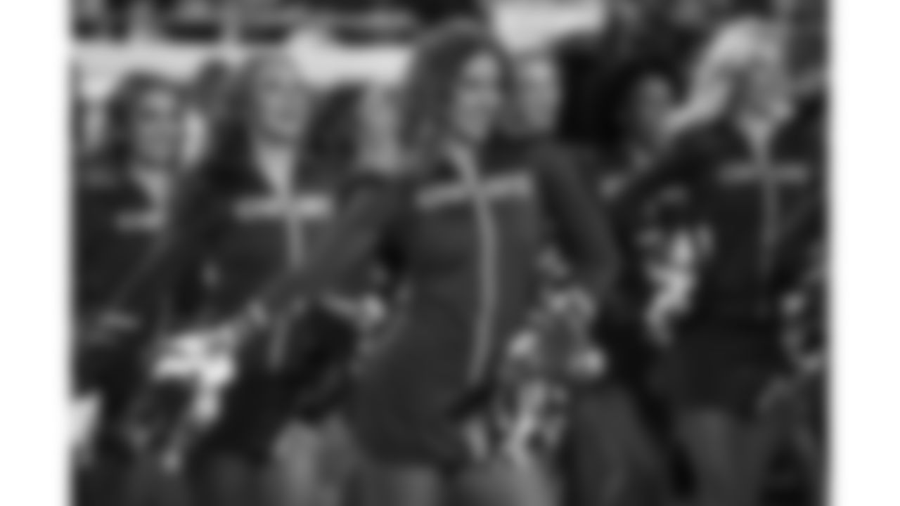 The Kansas City Chiefs Cheerleaders and Entertainment teams prior to a week 17 NFL Football game against the Denver Broncos on December 25, 2025 in Kansas City, MO.