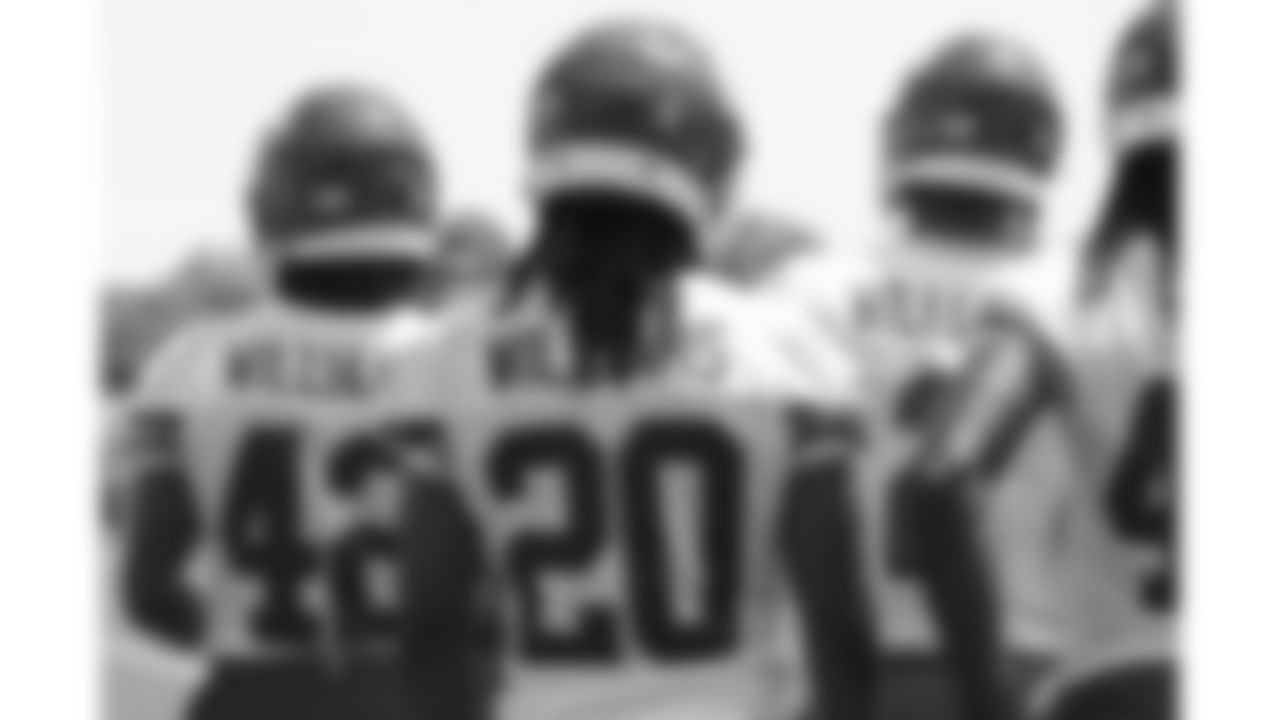 Kansas City Chiefs defensive back Nohl Williams (20), cornerback Joshua Williams (2) and safety Major Williams (42) at practice during phase 3 OTAs on Wednesday, June 11, 2025 in Kansas City, MO.