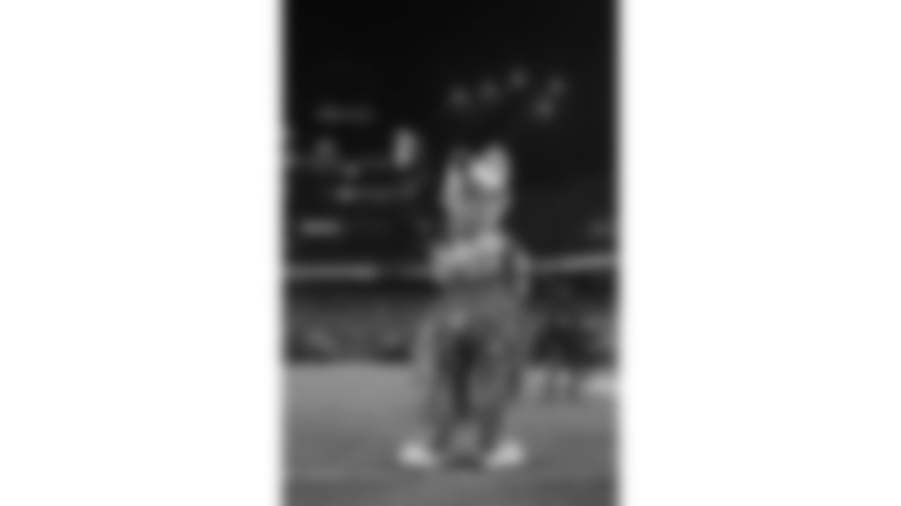 KC Wolf during the National Anthem prior to a week 14 NFL Football game against the Houston Texans on Sunday, December 7, 2025 in Kansas City, MO.