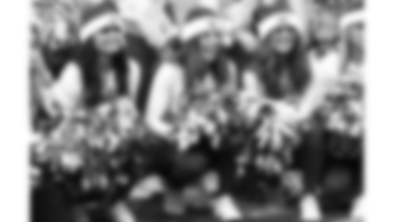 The Kansas City Chiefs Cheerleaders and Entertainment teams prior to a week 17 NFL Football game against the Denver Broncos on December 25, 2025 in Kansas City, MO.