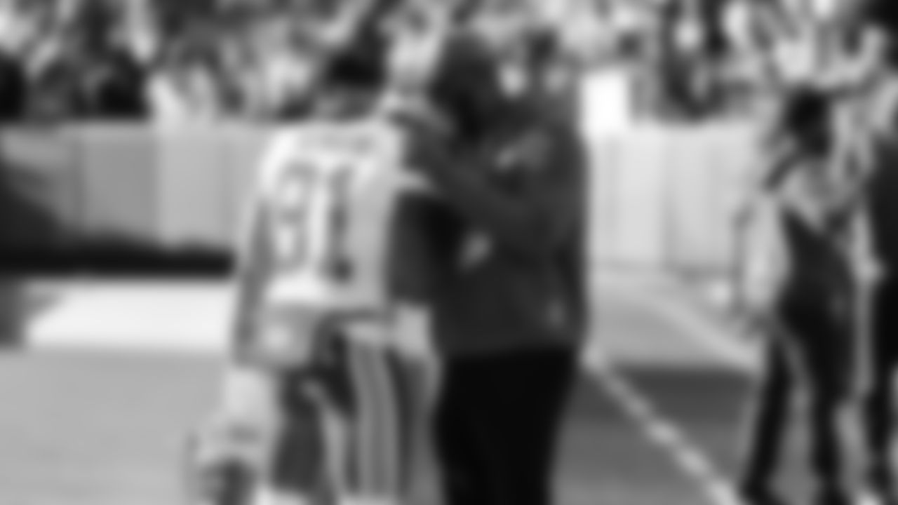 Kansas City Chiefs wide receiver Nikko Remigio (81) and Marcellus Casey prior to a week 9 NFL football game against the Buffalo Bills, Sunday, November 2, 2025 in Buffalo, NY