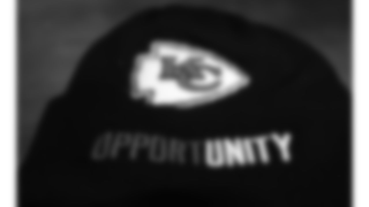 A Kansas City Chiefs beanie in the visiting locker room of Nissan Stadium prior to a week 16 NFL football game against the Tennessee Titans on Sunday, December 21, 2025 in Nashville, Tennessee.