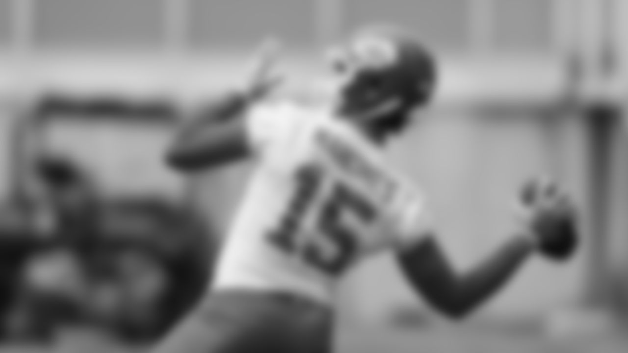 Kansas City Chiefs quarterback Patrick Mahomes (15) at practice during Phase 3 of OTAs on Wednesday, May 22, 2024 in Kansas City, MO.