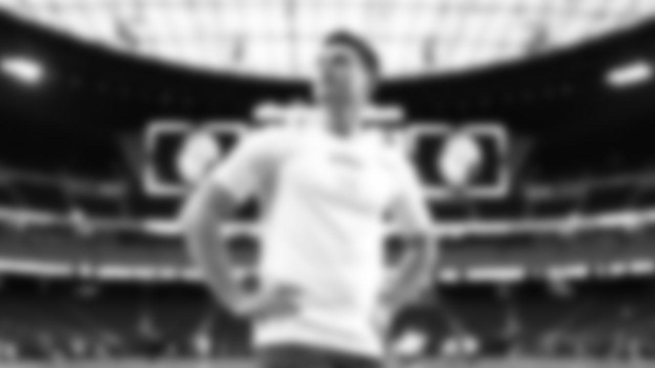 Kansas City Chiefs punter Matt Araiza (14) looks up during warm ups prior to a week 18 NFL football game against the Las Vegas Raiders, Sunday, January 4, 2026 in Las Vegas, NV.