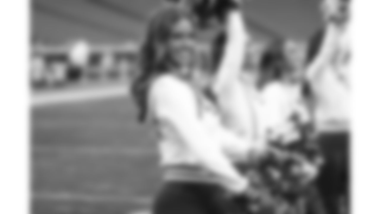 The Kansas City Chiefs Cheerleaders and Entertainment teams prior to a week 17 NFL Football game against the Denver Broncos on December 25, 2025 in Kansas City, MO.