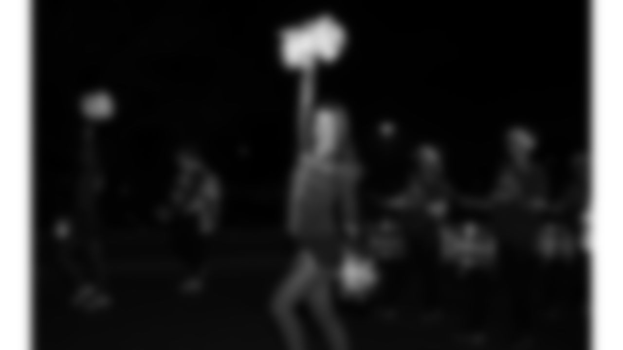 The Kansas City Chiefs Cheerleaders and Entertainment teams prior to a week 17 NFL Football game against the Denver Broncos on December 25, 2025 in Kansas City, MO.