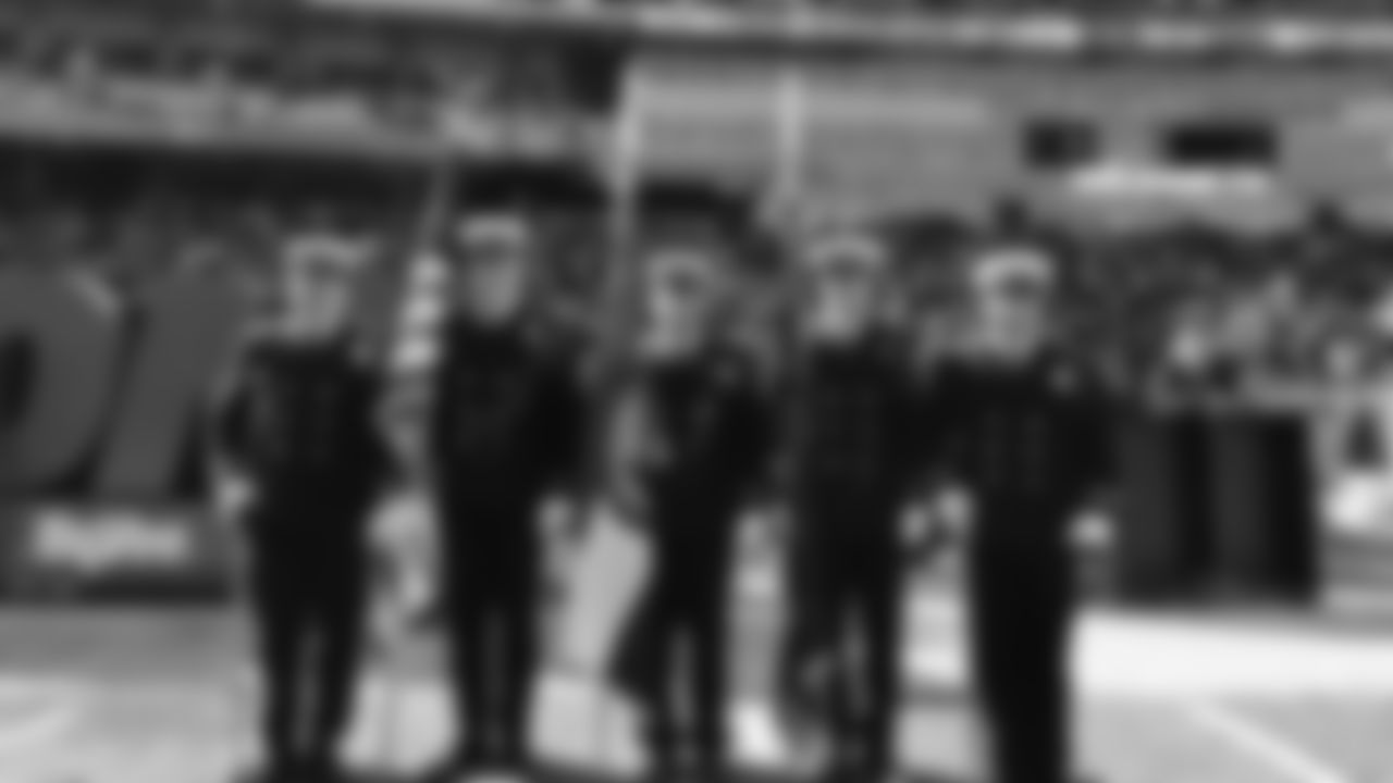 Lee's Summit Fire Department Color Guard stands at attention prior to an NFL week 15 matchup against the Los Angeles Chargers, Sunday December 14, 2025.