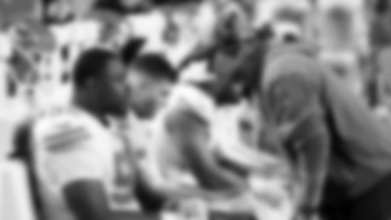 Kansas City Chiefs Defensive Line Coach Joe Cullen and Kansas City Chiefs defensive tackle Chris Jones (95) during a week 9 NFL football game against the Buffalo Bills, Sunday, November 2, 2025 in Buffalo, NY