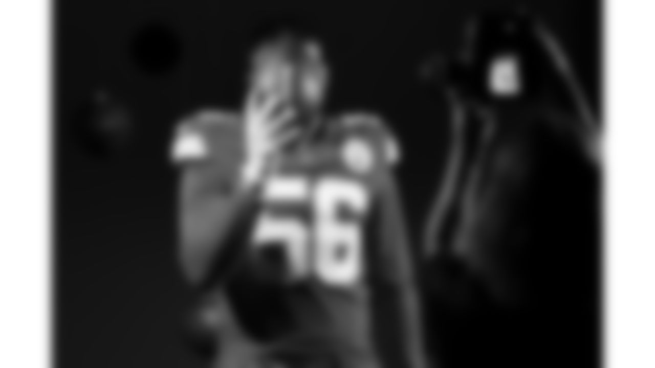 Kansas City Chiefs defensive end George Karlaftis (56) is photographed during the Kansas City Chiefs production day on June 16, 2025 in Kansas City, MO.